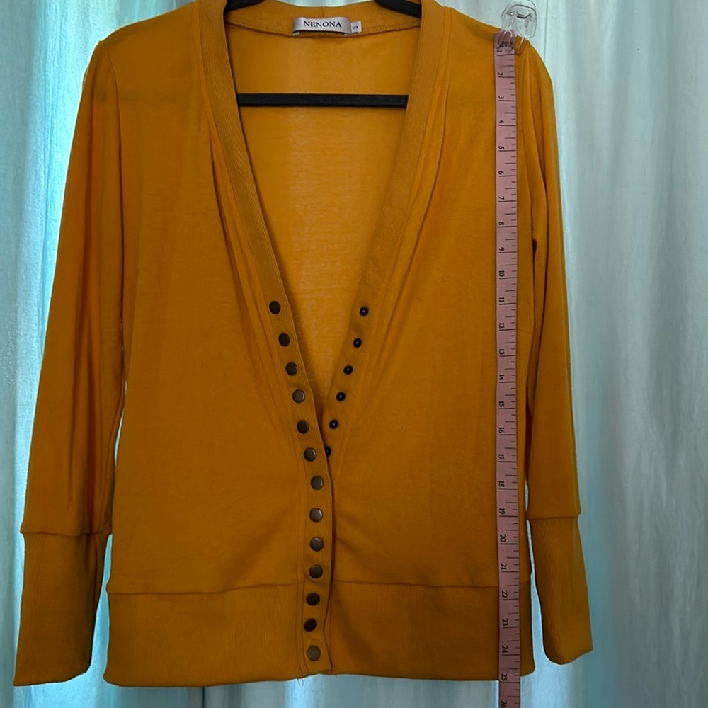 Cardigan small mustard yellow snap front